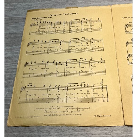 Swing Low Sweet Chariot Vintage Piano Sheet Music Chas Agnew Ukelele Guitar 30s - Picture 2 of 6